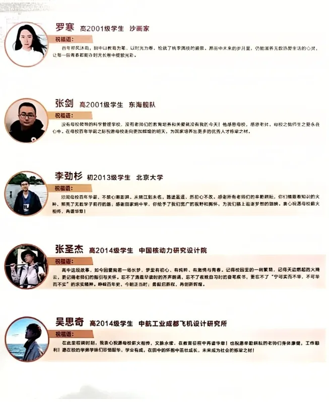 杰出校友祝福（校庆纪念画册）