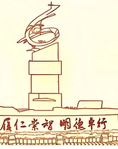 校园雕塑线稿：履仁崇智 明德卓行